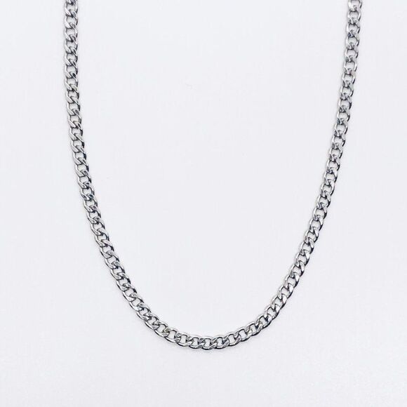 Silver Cuban Link Mask Chain Necklace (Unisex) - Picture 1 of 4